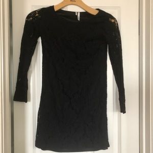 Black lace long sleeve mini dress